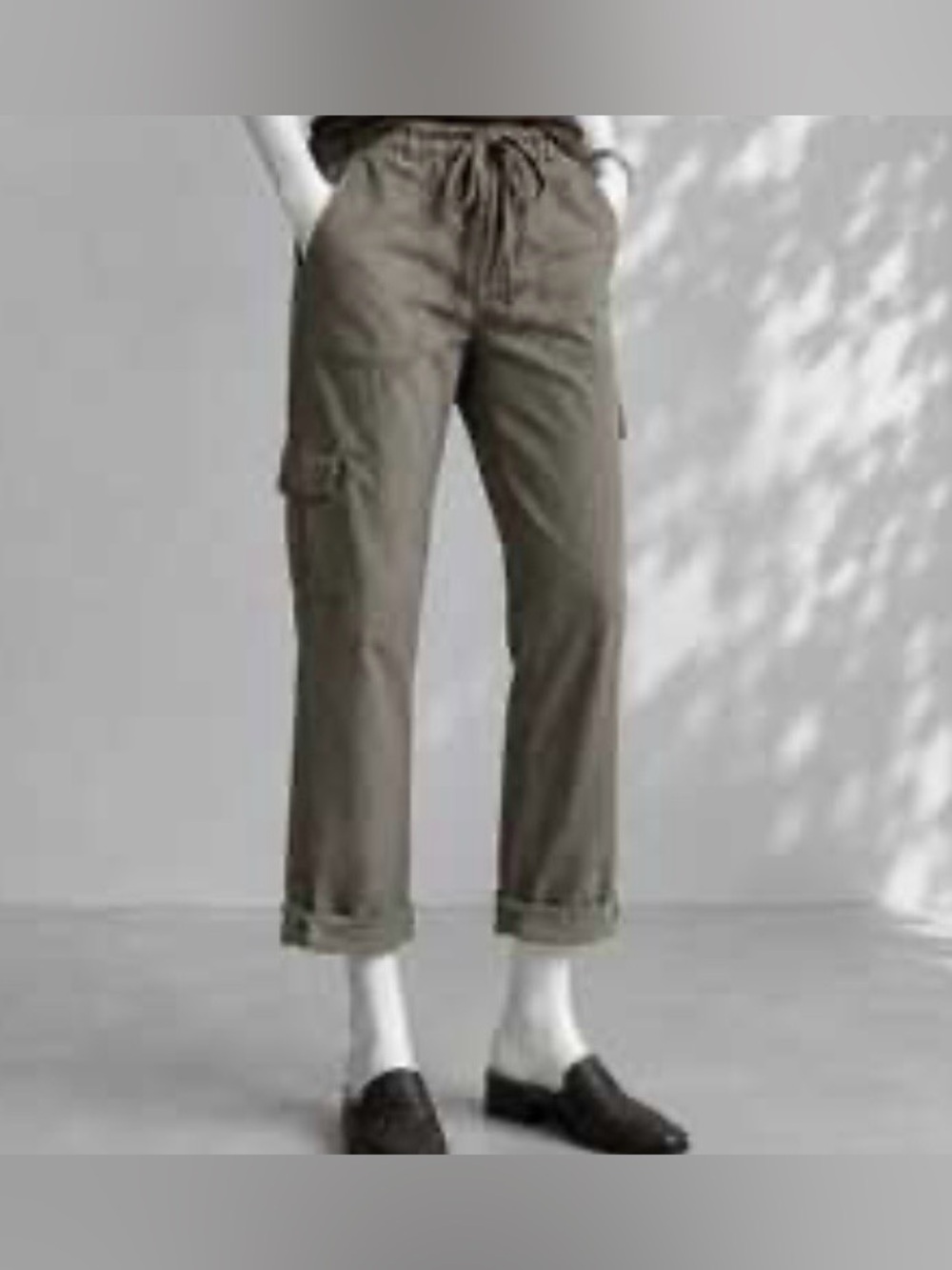 SANDRO army green cargo utility military crop pants size 6